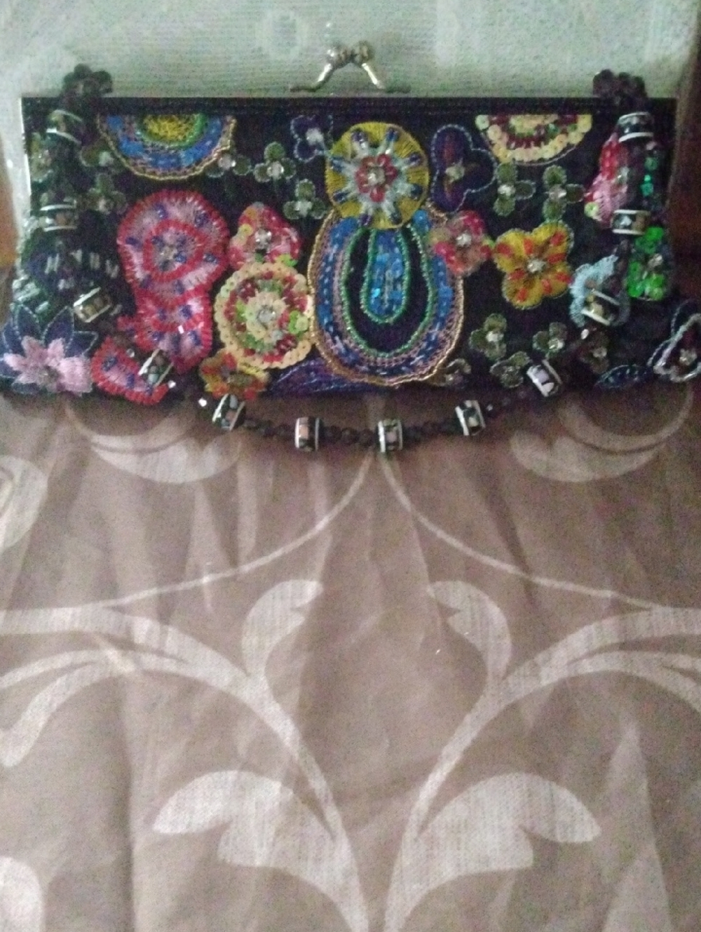 La Regale Black Satin Clutch Wallet